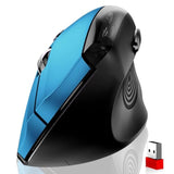 Ergonomic Mouse Wireless,2.4G Optical Cordless Mice With 800/1200/1600 Dpi,Vertical Computer Wireless Mouse For Laptop, Mac,Pc,Desktop (For Right Hand, Large),Blue Mouse