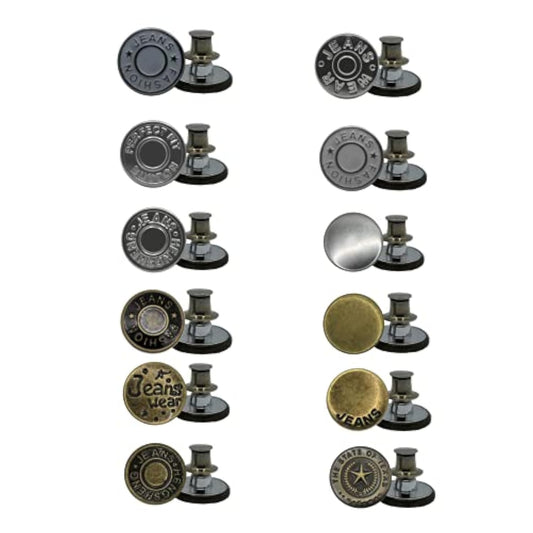 12 Pcs 17Mm Replacement Jean Buttons, No Sew Instant Button, Detachabl