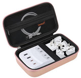 Travel Carrying Case For Ceptics Universal Travel Adapter Kit, World Travel Adapter Kit Storage Organizer, Zipper Mesh Bag Fit Usb Cable, Rose Gold (Case Only)