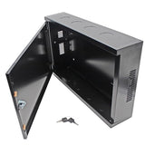 2U Wall Mount Rack Enclosure Network Cabinet Solid Door Black Powder Coated Steel With Lock