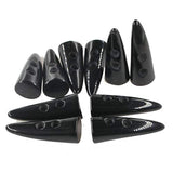 Buttons 10Pcs Black Color Resin Toggle Buttons Horn Tooth Shape Two Ho