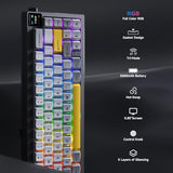 Ajazz Ak650 65% Layout Hot Swappable Gaming Mechanical Keyboard, 0.85 Tft Color Display|Knob | Wired | Wireless 2.4G (Flying Fish Black Yellow)