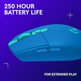 305 Lightspeed Wireless Gaming Mouse, Hero 12K Sensor, 12,000 Dpi, Lightweight, 6 Programmable Buttons, 250H Battery Life, On-Board Memory, Pc/Mac - Blue