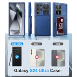 For Samsung Galaxy S24 Ultra Wallet Case, Built-In Card Holder (Store 4-5 Cards) & Kickstand & Slide Camera Cover, Military Grade Protection, Rugged Silicone Case For Galaxy S24 Ultra 2024, Blue