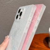 Cute Girly Rectangle Compatible With Iphone 16 Pro Max Case, Slim Colorful Sparkle Glitter Mother Shell Pearl Pattern Translucent Soft Tpu Protective Bumper Cases Cover(Pearl,16 Pro Max)