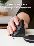 Perimice-715R Wireless Rechargeable Vertical Mouse - Duo Wired And Wireless Charging Feature - 6 Buttons Design - Black - Right-Handed Design