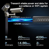 10 Port Gigabit Poe Switch, 8 Poe+ 1000Mbps, 2 Gigabit Uplink, Ieee802.3Af/At, 120W Internal Power Supply, Metal Case Unmanaged Plug And Play Switch
