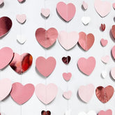 Rose Gold Party Decorations Dusty Pink Heart Garland Blush Pink Hanging Paper Streamer For Valentines Day Bridal Shower Birthday Anniversary Baby Shower Engagement Bachelorette Wedding Party Supplies
