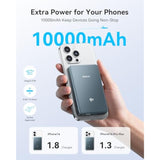 0.5‘’ Magsafe Portable Charger Qi2 Certified 15W Magnetic Battery Pack, 10000Mah Power Bank Slim 20W Usb C Fast Charging Powerbank For Iphone 17 Pro Max/Air/16/15/14/13/12 Series Only,Grey