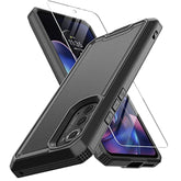 For Motorola Edge 2022 Case, Moto Edge 2022 Heavy Duty Case With Screen Protector, Military Grade Drop Proof Cover, Dual Layer Rugged Protective Shell (Black)