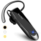 Bluetooth Earpiece V5.0 Wireless Handsfree Headset With Microphone 24 Hrs Driving Headset 60 Days Standby Time For Iphone Android Samsung Laptop Trucker Driver (Black)