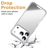 Mirror Case Compatible with iPhone 17 Pro for Girls Women Makeup, Cute Glossy Hard Mirror Back+Clear Soft TPU Bumper Slim Fit Anti-Drop Shockproof