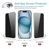 2+2 Pack iPhone 15 Privacy Screen & Camera Lens Protector 9H Tempered Glass