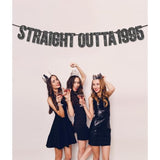 Pre-Strung Straight Outta 1995 Banner For 30Th Birthday Party Decoration,Happy 30Th Men Women Birthday Party Banner,Handmade - Black