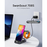 Wireless Charging Station For Samsung, 3 In 1 Wireless Charger For Samsung S25/S24/S23/Z Flip/Z Fold, For Galaxy Watch 8 Classic/8/Ultra/7/Fe/6/5, 708S (No Adapter)