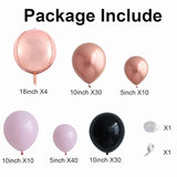 124Pcs Rose Gold Balloon Garland Arch Kit Black Pink And Rose Gold Bal