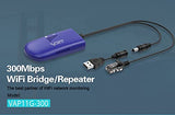 Wifi To Wired Wifi Bridge Ethernet/Signal Repeater Mini Industrial 2.4Ghz 300Mbps 1 Rj45 Male Usb/Dc Powered For Monitoring,Electronic Scales,Ip Printer,Robots,Medical Devices Vap11G-300