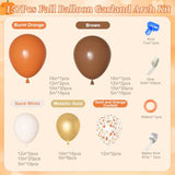 157PCS Fall Balloon Arch Kit with Burnt Orange White Gold Balloons for Thanksgiving