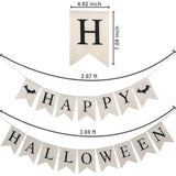 Happy Halloween Burlap Banner with Bat Bunting Garland for Party Wall Mantel Fireplace Decor