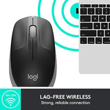 Logitech Wireless Mouse M190 - Full Size Ambidextrous Curve Design, 18-Month Battery With Power Saving Mode, Precise Cursor Control & Scrolling, Wide Scroll Wheel, Thumb Grips - Mid Grey (Renewed)
