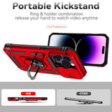 iPhone 14 Pro Max Military-Grade Case with HD Screen, Camera Cover, Ring Stand Red