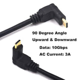 3.3Ft Usb C To Usb C Extension Cable, 90 Degree Angle Up& Down Usb Type C Male