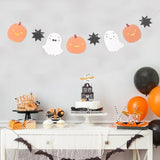 Halloween Pumpkin Ghost Banner Cute Garland Wood Bead Fireplace Party Decor