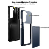 For Samsung S22 Plus Case With Card Holder 5G 6.6 Inch Slim Dual Layer Heavy Duty Protective Wallet Case For Galaxy S22 Plus (Blue)