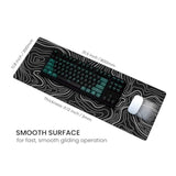 Large Gaming Mouse Pad, Full Keyboard Mat, Long Laptop Mousepad, Computer Mouse Mat For Home And Office, Anti-Slip Rubber Base, 31.5 X 11.8 Inches (Black Topographic Map)