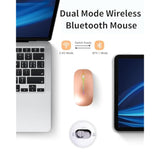Bluetooth Mouse, Rechargeable Bluetooth (Bt 5.1+2.4G) Wireless Mouse, Silent Computer Mice For Laptop Desktop, Macbook, Windows, Mac Os(Gold)