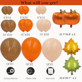 Fall Balloon Arch Kit 133PCS Orange Brown Nude Balloons with Pumpkin Foil for Baby Shower Party