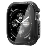 Spigen Tough Armor Case with Built-in Touch Sensitive Tempered Glass Screen Protector Designed for Apple Watch Series 10 46mm Durable Full Coverage Cover (2024) - Black
