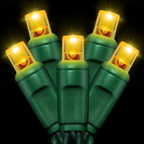 25Ft 50 Counts Yellow Led Christmas Lights - Commercial Grade Outdoor Waterproof, Wide Angle Green Wire, Xmas Tree Light