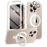 Compatible With Iphone 16 Pro Max Case, Built-In Screen Protector & Seamless Stand, With Camera Lens Protector, Strong Magnetic Clear Phone Case, Full Body Protective Cover For 6.9" (Clear)