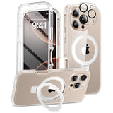 Compatible With Iphone 16 Pro Max Case, Built-In Screen Protector & Seamless Stand, With Camera Lens Protector, Strong Magnetic Clear Phone Case, Full Body Protective Cover For 6.9" (Clear)