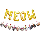 Funny Cat Party Garland - Meow Letter Balloons & Cat Faces for Cat Theme Party Decor