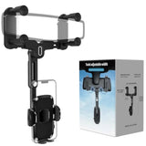 Car Phone Mount for Rearview Mirror Rotatable Retractable 4-7 Inch Phones