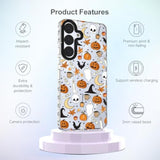 Ghost Phone Case For Galaxy A16 5G Clear Tpu+Black Camera Frame Protection Anti-Slip With Skull Bat Pumpkin Ghost Halloween Pattern Designed Phone Cover For Women