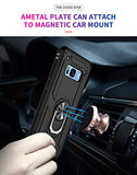 For Samsung Galaxy S8 Case With Hd Screen Protectors (Not Fit S8 Plus), Military-Grade Metal Ring Holder Kickstand 15Ft Drop Tested Shockproof Cover Case For Samsung Galaxy S8 (2017) Black