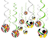 44CT Soccer Hanging Swirl for Soccer Party Supplies, Soccer Flag Hanging Swirls Theme Birthday Party Decorations