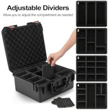 Storage Case For Milwaukee M18 M12 Battery - Waterproof Power Tool Box Storage Bag With 9 Adjustable Dividers For Milwaukee Battery & Charger Holder 2.0/3.0/4.0/5.0/6.0/6.5/8/9.0/12.0-Ah (Case Only)