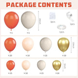 Boho Orange Balloon Arch Kit: Gold, Nude, White Sand - 107 Pieces
