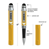 DEWALT Heavy Duty 3-in-1 Mini Stylus Pocket Pen, Tablet Pens for iPad, EDC Touch Screen Pens, Ballpoint w/Touchscreen Tip, Keypad Tip, Compatible iPhone Stylus Pen, Extra Ink Cartridge, Gifts for Dad