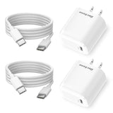 2-Pack 20W Usb C Charger Block, Type C Charger Fast Charging, Pd3.0 Fast Chargers, Type C Charging Block For Iphone 16 Pro/16 Pro Max/Iphone 15/15 Pro/Ipad Mini/Air (4Ft Usb-C Cable)