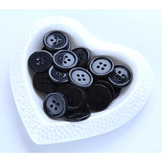 23/32 Inch (17.50Mm) Black Color Resin Buttons Sewing Flatback Buttons
