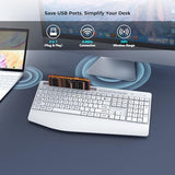 Large Print Wireless Keyboard, Full Size Cordless Computer Keyboard With Phone Holder, Palm Rest, Ergonomic Tilt Angle, 2.4G Plug-And-Play, Compatible With Tablet/Windows/Laptop/Pc, White