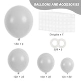 129pcs Matte Gray Balloon Garland Kit – 18–5" Balloons for Party, Wedding & Baby Shower