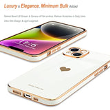 For Iphone 14 Case For Women Girl Cute Love Heart Luxury Electroplate Plating Soft Bling Back Cover Raised Full Camera Protection Bumper Silicone Shockproof Phone Case For Iphone 14, White