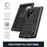 Samsung S22 Ultra Metal Case With Screen Protector Camera Protector Military Rugged Heavy Duty Shockproof Case With Stand Full Cover Tough Case For Samsung S22 Ultra (S22 Ultra, Black)