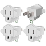 4 Pack Etl Listed Grounding Outlet Adapter, 3-2 Prong Adapter Converter, Portable Fireproof 392? Resistant Heavy Duty Wall Outlet Plug For Household Appliances Industrial